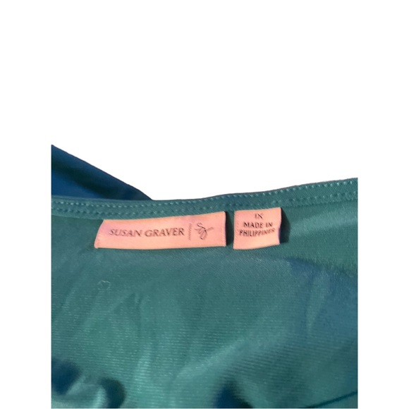 Susan Graver size 1xblue green dress short sleeves 92% polyester - Picture 6 of 7